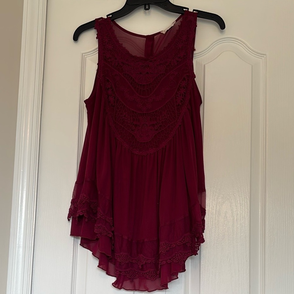 Altar'd State Burgundy Lace Top